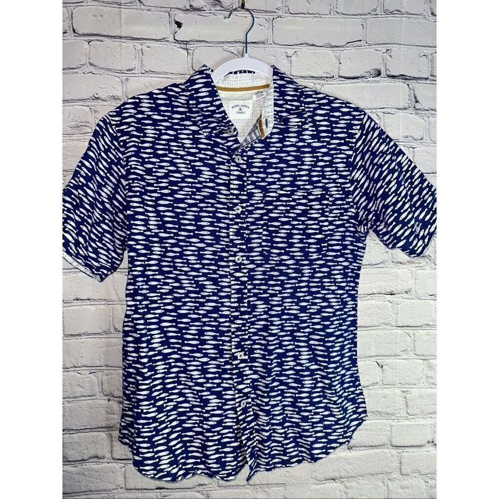 Rebel James & Charli Minnow Print Short Sleeve Shirt Size Small – Missing One Bu